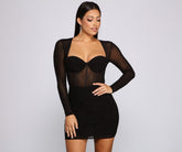 Reese Formal Heat Stone Illusion Mini Dresses